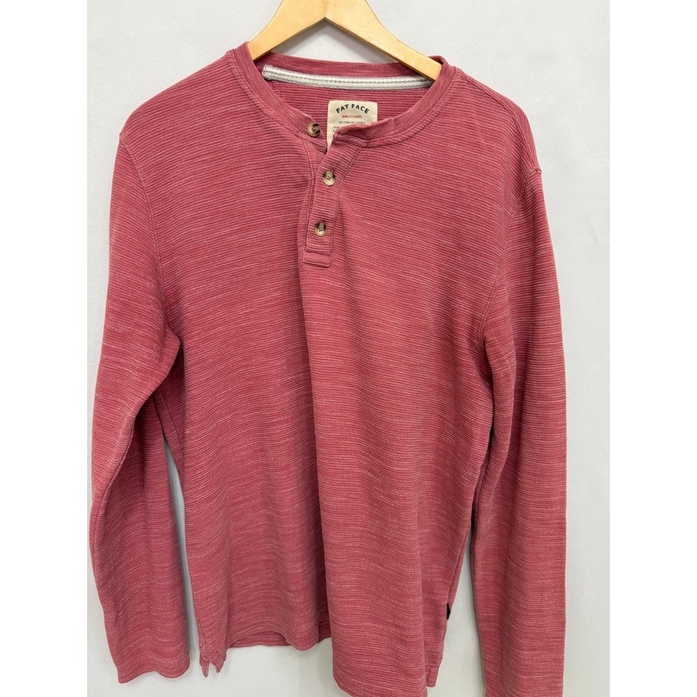 Fat Face Mens Large Sandalwood Pink Slub Henley Long Sleeve Shirt MJPS/959703